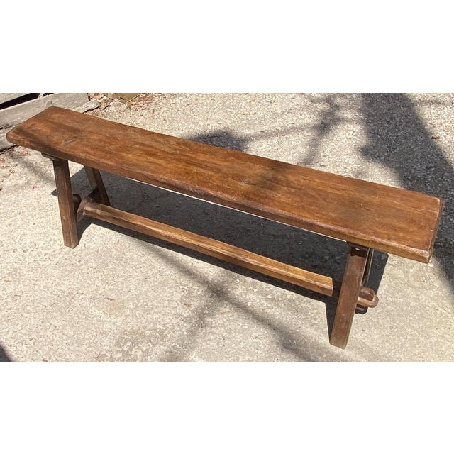 1950s Rustic Oak Farmhouse Bench, 1950s For Sale - Image 5 of 18