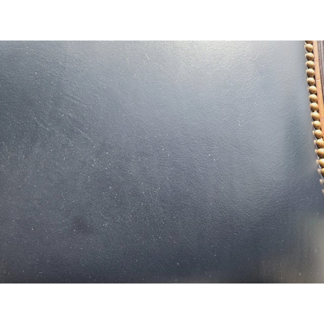 Blue Chateau d'Ax French Bergere Fauteuil Blue Leather Arm Chair For Sale - Image 8 of 18