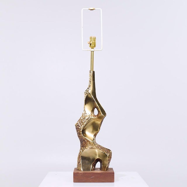 Mid 20th Century Laurel Mid Century Brutalist Brass Table Lamps - Pair For Sale - Image 5 of 9