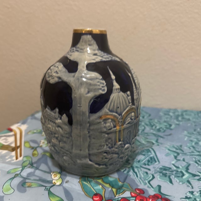Ceramic Vintage Tilso Japan Cobalt Blue Porcelain Hand Painted Jug For Sale - Image 7 of 8