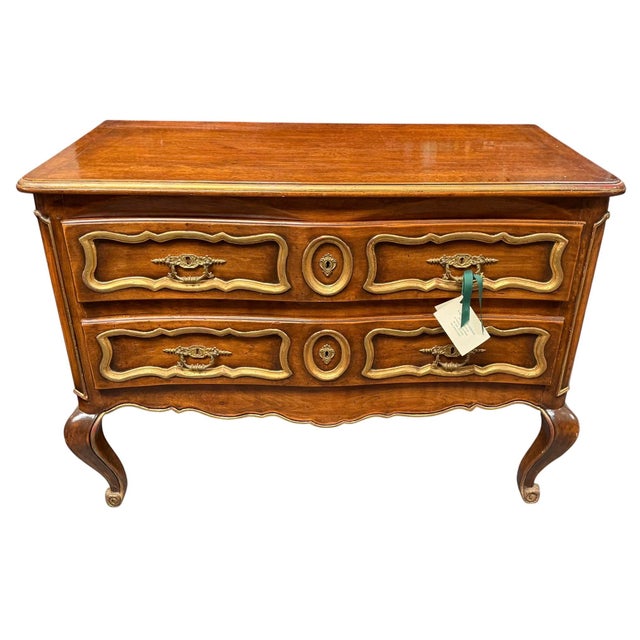 19c Style Italian Gilded Walnut Chest of Drawers Commode For Sale