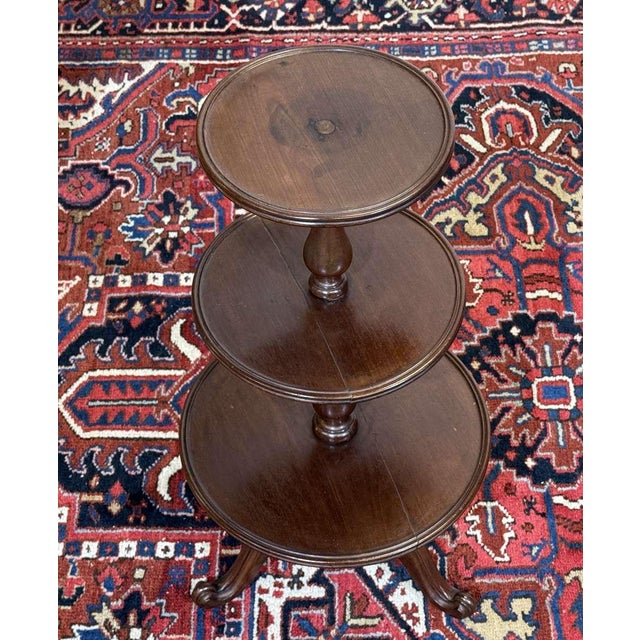 19th Century Three-Tiered Mahogany Side Table For Sale - Image 3 of 11