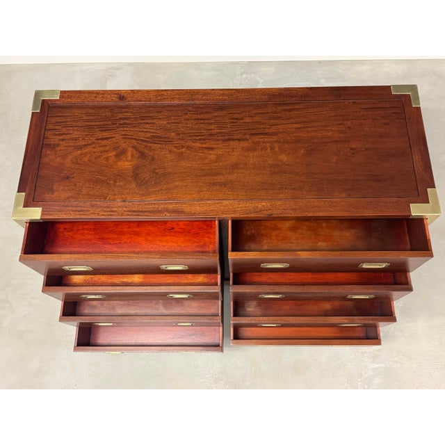 1960s Refinished Solid Teak and Brass Campaign Dresser For Sale - Image 4 of 10