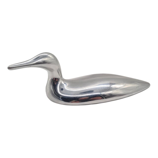 Hoselton Swan Sculpture in Polished Aluminum, 1970s For Sale