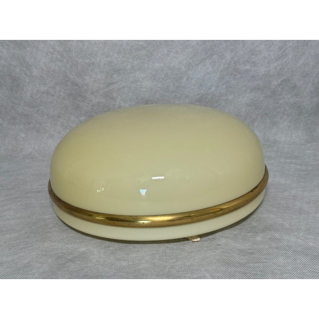 Opaline Glass Flush Mount with Brass Rim, 1960s For Sale - Image 7 of 10