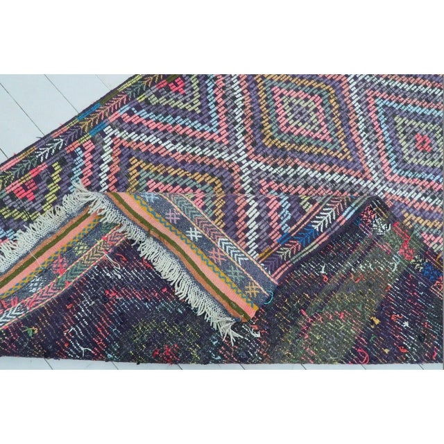 Diamond Designed Vintage Turkish Kilim Rug - 65"x110" For Sale - Image 12 of 13