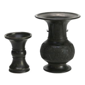 Two Antique Japanese Classically Formed Bronze Vases C1910