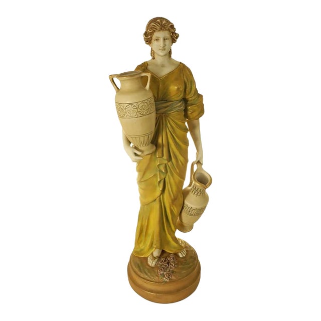 Art Nouveau Statue Amphora Austria Maiden For Sale