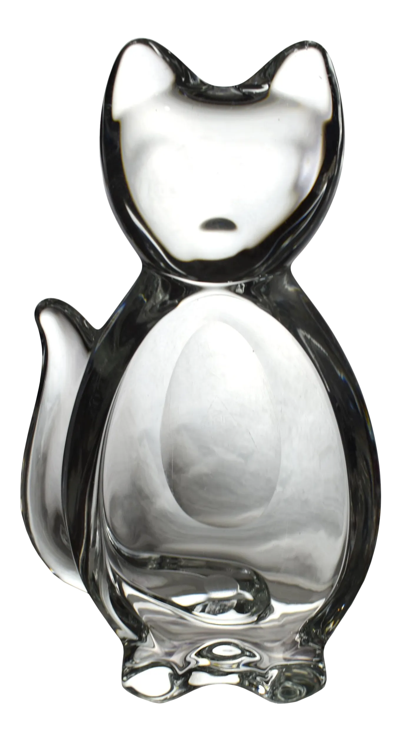 Vintage Art Vannes France Mid Century Kitty Cat Crystal Art Glass