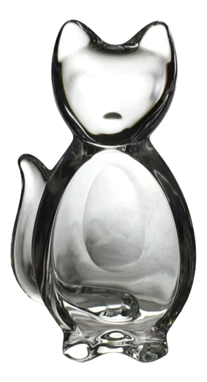 Vintage Art Vannes France Mid Century Kitty Cat Crystal Art Glass Figurine