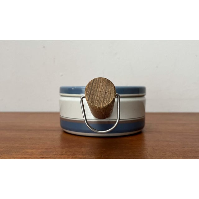 Mid-Century Modern Enamel Bowl and Pot with Teak Handle by Seppo Mallat for Finel, 1960s, Set of 2 For Sale - Image 9 of 18