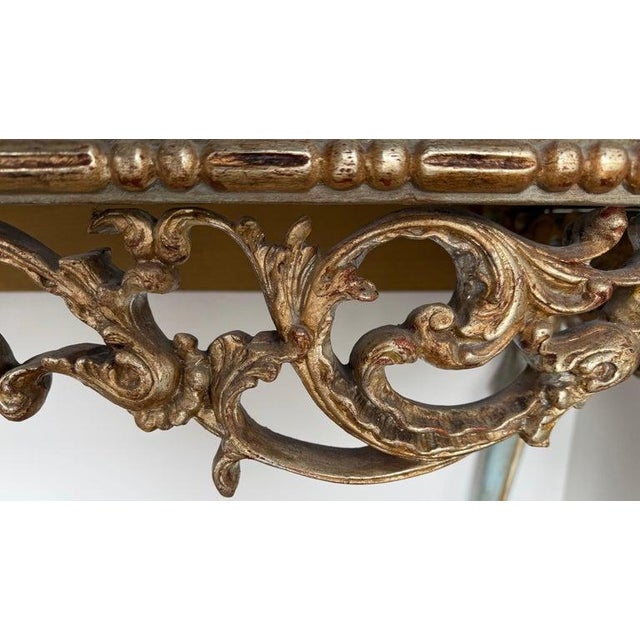 French Painted and Parcel Gilt Console With Carrara Marble Top For Sale - Image 9 of 12