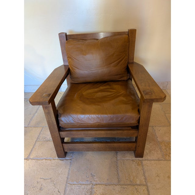 2000 - 2009 Mission Classic Eastwood Chair and Footstool For Sale - Image 5 of 15