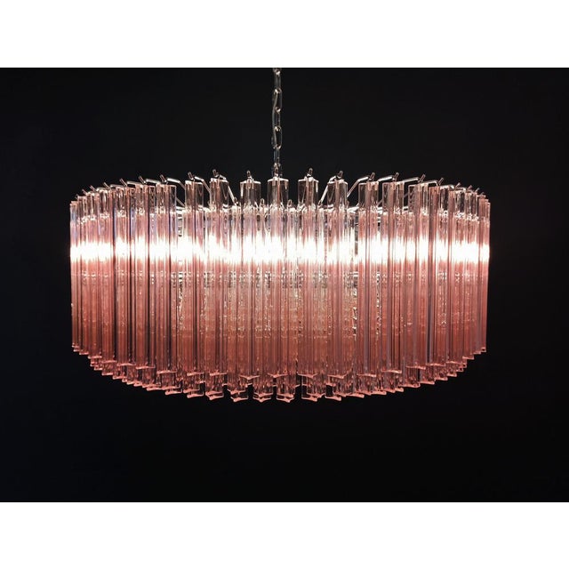 Large Triedri Murano Glass Chandelier with 391 Pink Prims Triedri, 1990s For Sale - Image 13 of 18