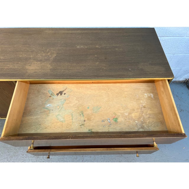 Mid-Century Modern Walnut and Brass Six Drawer Dresser For Sale - Image 12 of 18