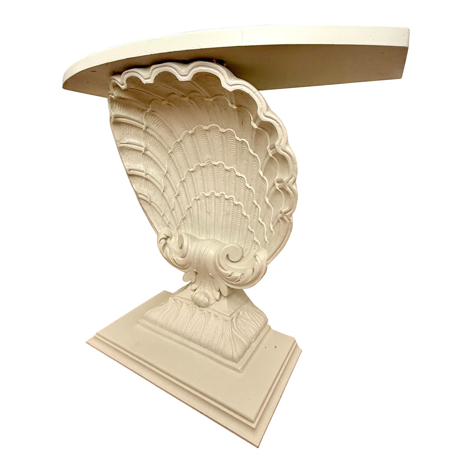 1940s White Shell Form Hollywood Regency Console Table | Chairish