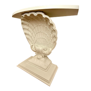 1940s White Shell Form Hollywood Regency Console Table