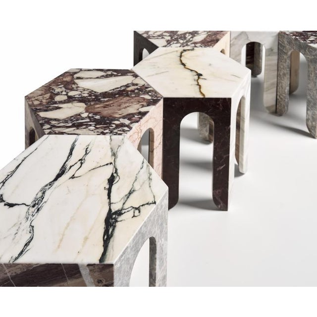 Sesto TSCH Hexagonal Coffee Table in Various Marbles by Bufalini Marmi For Sale - Image 4 of 10