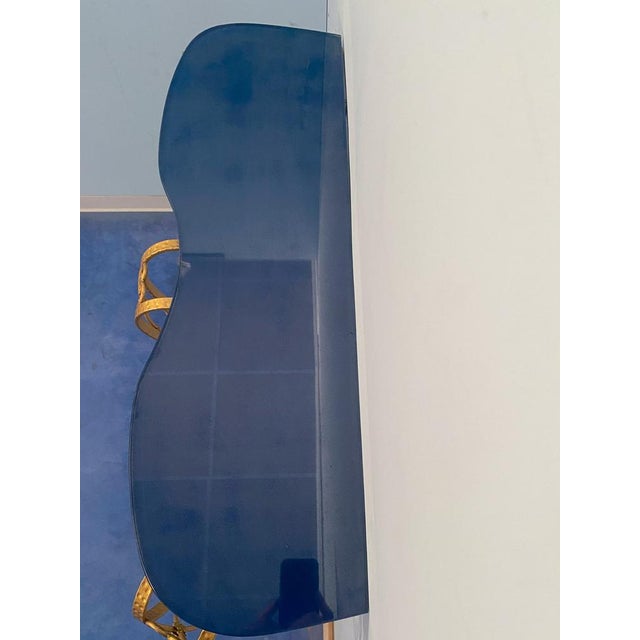 Mid-Century Italian Blue Glass Gold Iron Console Table by Pier Luigi Colli, 1950 For Sale - Image 6 of 16