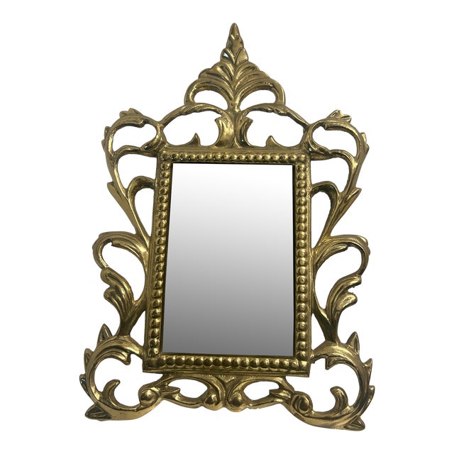 Vintage Ornate Brass Easel Back Frame For Sale