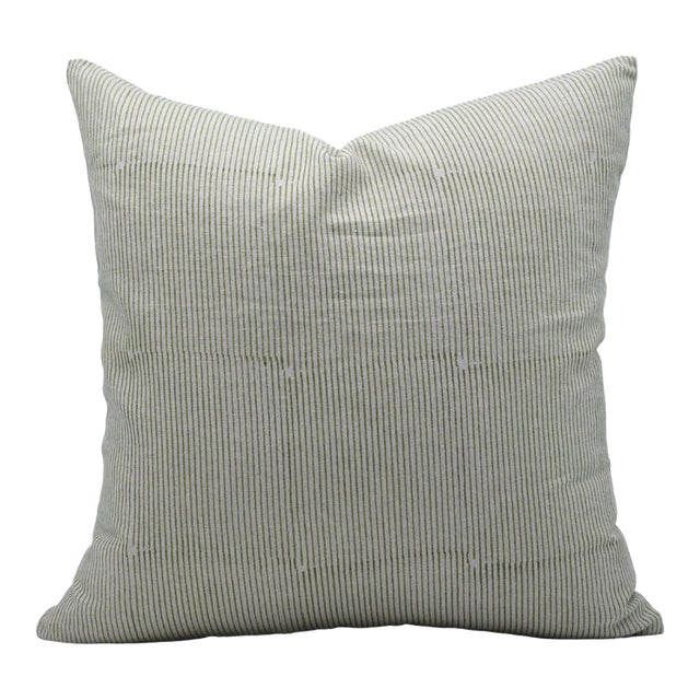 Square/Lumber Floral Block Printed Pillow Cover 14x36 Inch- Pure Linen - Lehar For Sale