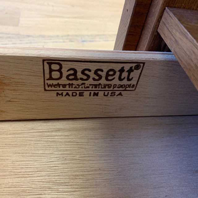 Bassett Furniture Mission Style Oak Side Table + Drawer | Chairish