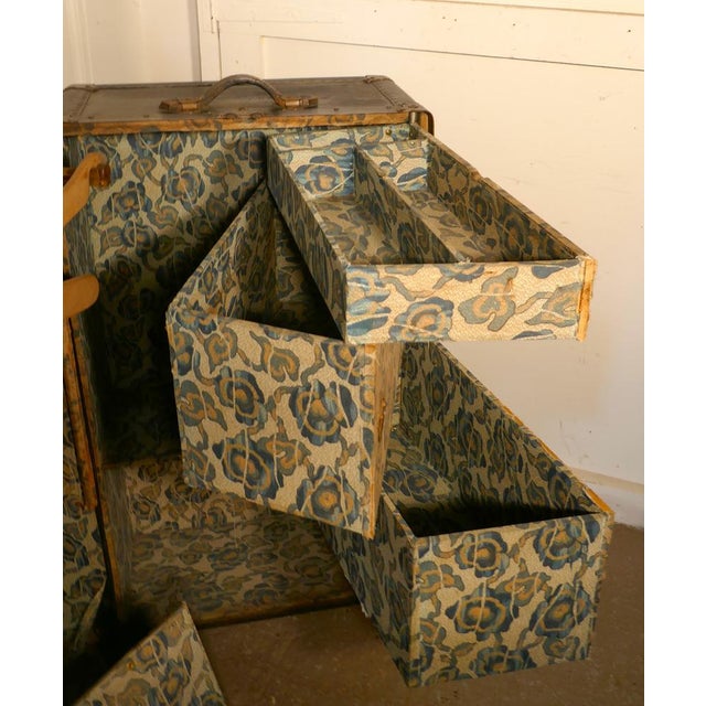 Textile Fitted Steamer Trunk or Cabin Wardrobe from Excelsior, USA, 1890s For Sale - Image 7 of 9