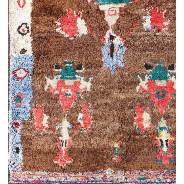 Mid 20th Century Colorful Antique Tulu Rug With Angora Wool Blend and Modern Tribal Design For Sale - Image 4 of 13