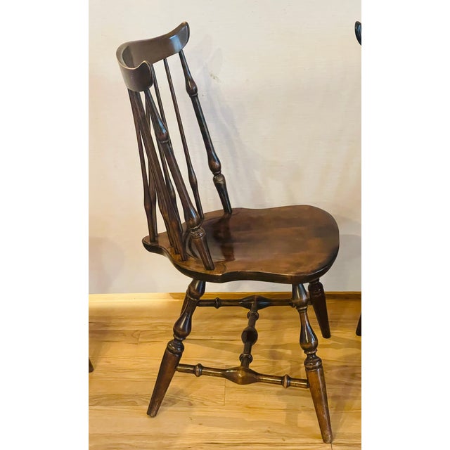 Gorgeous Set 6 1940s Pennsylvania Farmhouse Fiddleback Windsor Dining Chairs Elm For Sale In Miami - Image 6 of 7