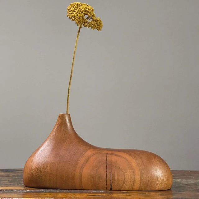 Modern Biomorphic Postmodernist Studio Craft Hand Carved Cherry Wood Vessel For Sale - Image 3 of 12