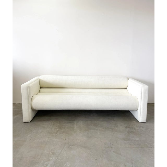 Mid-Century Modern Vintage Postmodern Boucle Bolster Sofa For Sale - Image 3 of 11