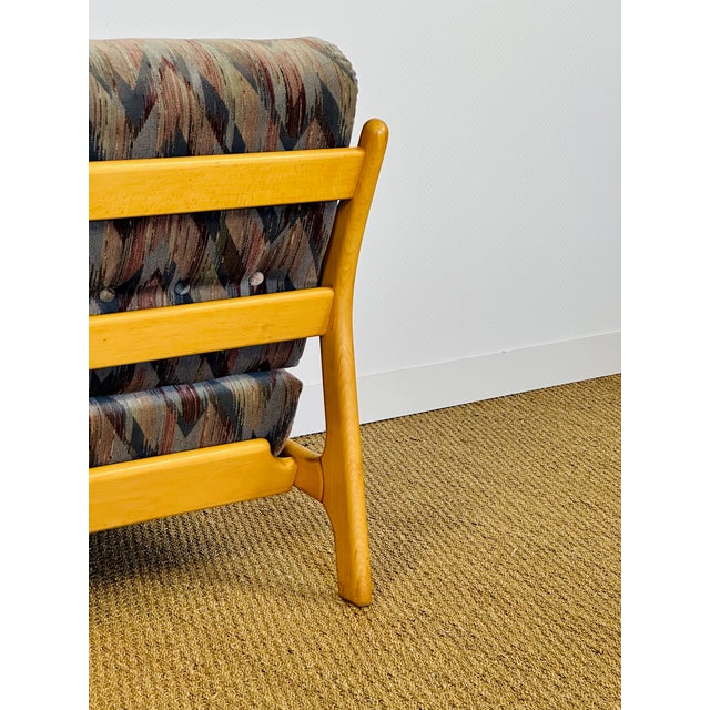 Vintage Chair in Beech and Geometric Fabric, 1970 For Sale - Image 18 of 18