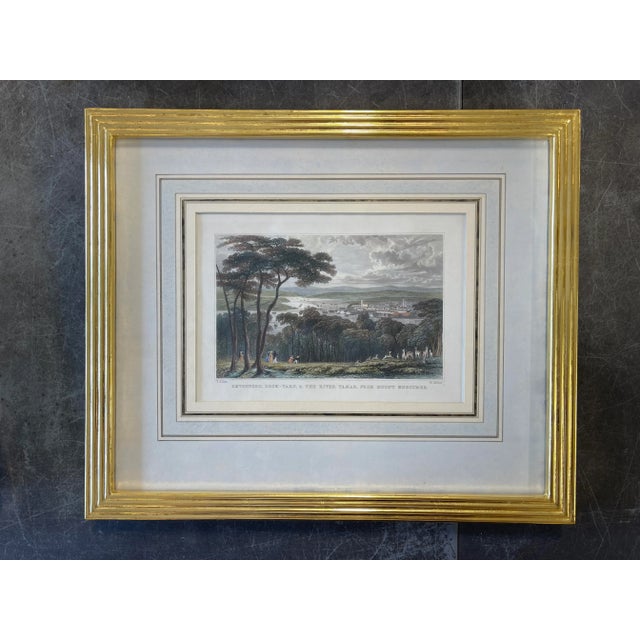 Early 19th Century English Engraving Devonport, Dockyard, and the River Tamar, From Mount Edgcumbe Circa 1829 For Sale - Image 5 of 5