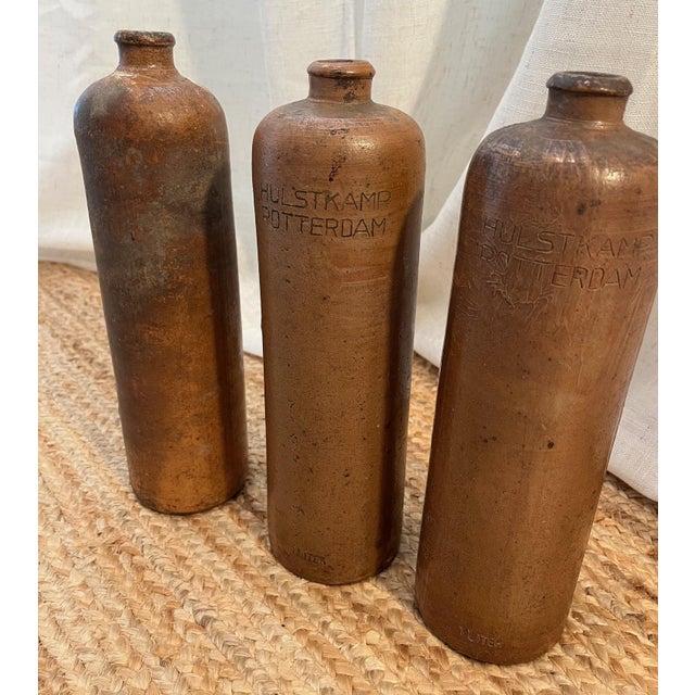 Brown Antique Dutch Salt Glazed Stoneware Gin Bottles. Made in Mid-1800s. For Sale - Image 8 of 14