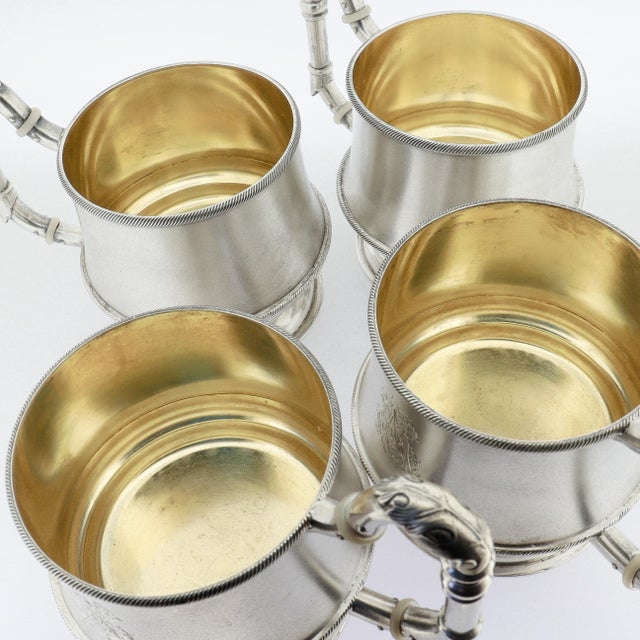 Set of 4 Antique German Gilt 84 Zolotnik Silver Tea/Vodka Mugs by E. Goldschmidtr For Sale - Image 14 of 14