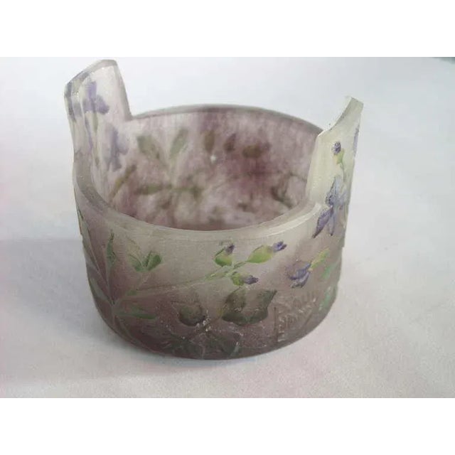 Glass Daum Nancy Miniature Cameo Etched Glass Vase Signed, With Cross of Lorraine For Sale - Image 7 of 8