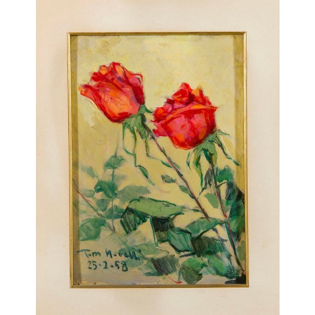 Vittorio Novelli, Still Life with Flowers, 1958, Oil Painting on Cardboard, Framed For Sale - Image 6 of 11