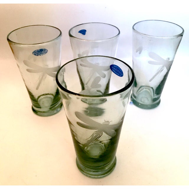 Mariposa Handblown Highball Glasses With Etched Dragonfly and Bumblebee Set of 4 Chairish