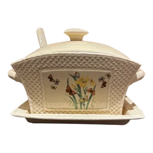 1970s Butterfly Garden Trellis Soup Tureen With Ladle by Enesco
