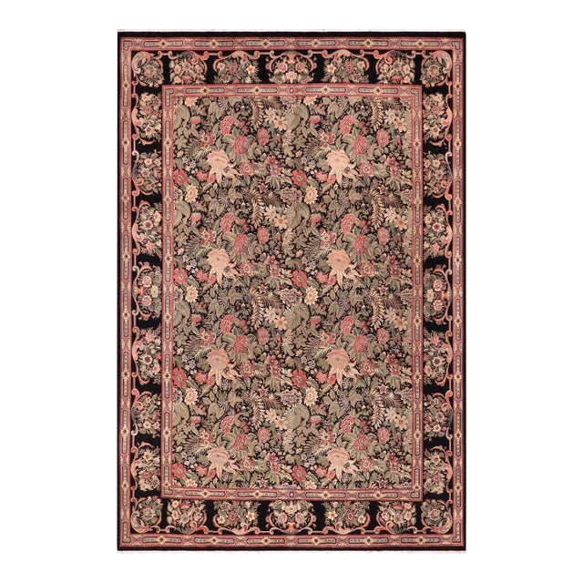 1990's Pak-Persian Black/Black Wool Rug - 9'1'' X 12'4'' For Sale