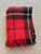 Vintage classic tartan plaid 100% wool throw blanket in red, black, and yellow. Marked "Troy Robe" of New Hampshire. A...