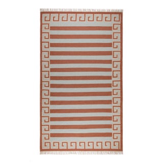 Part & Parcel Goods Wool Stripe Rug, 10' x 14', Sky Blue, Topaz and Eggshell For Sale