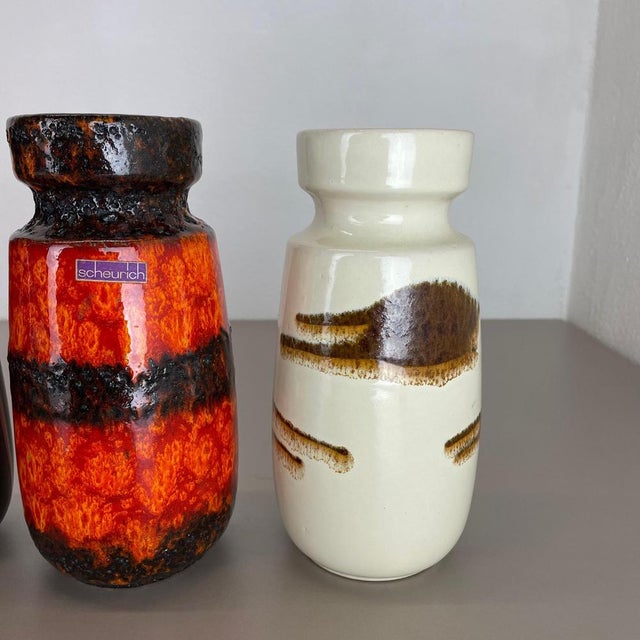Vintage Fat Lava Pottery Vases attributed to Scheurich, Germany, 1970s, Set of 4 For Sale - Image 16 of 18