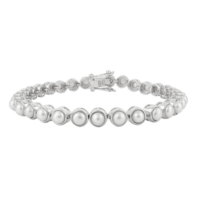 Solid Silver Natural Pearl Beaded Bracelet by Carat&her For Sale