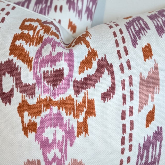 Mally Skok Ikat Crazy Pink Lumbar Pillows For Sale In Greensboro - Image 6 of 6