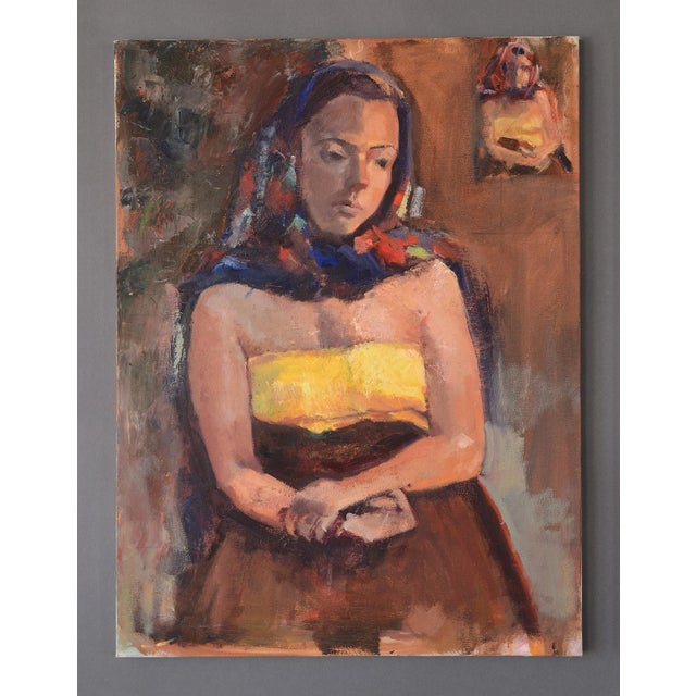 Impressionist Lady With Head Scarf Portrait Painting For Sale - Image 10 of 10