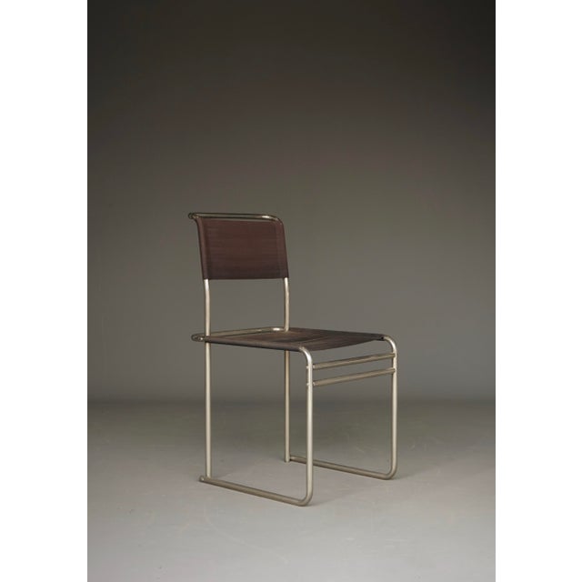 B40 Dining Chairs in Nickel-Plated Tubular Steel and Eisengarn Fabric by Marcel Breuer for Tecta, 1980s, Set of 4 For Sale - Image 17 of 18