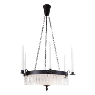 Scandinavian Bergsman Ceiling Lamp in Black Brass and Glass from Konsthantverk For Sale