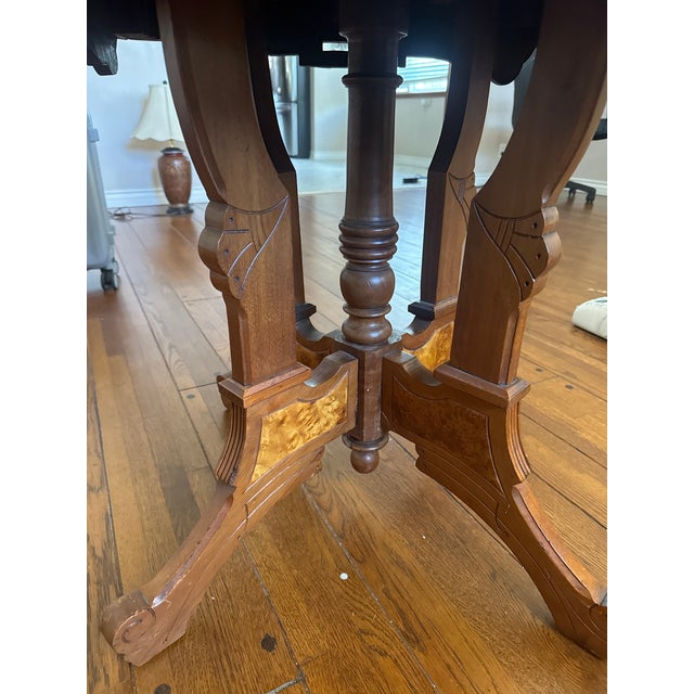 Chestnut Late 19th Century Eastlake Walnut Parlor Table With Burl Inlays For Sale - Image 8 of 9