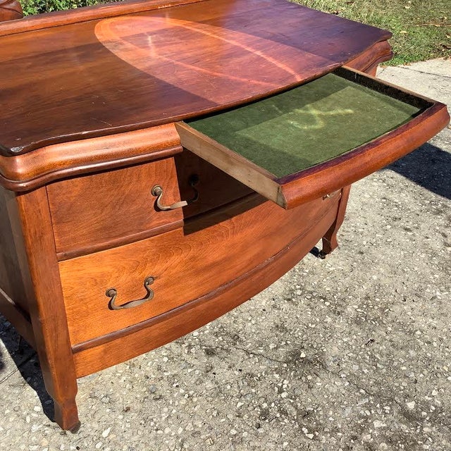 Early 1900s Antique Cherry Princess Bowed Dresser For Sale - Image 4 of 8